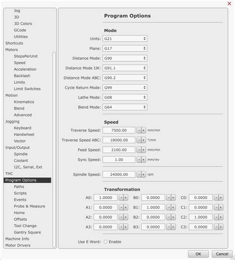 CNC Options .
